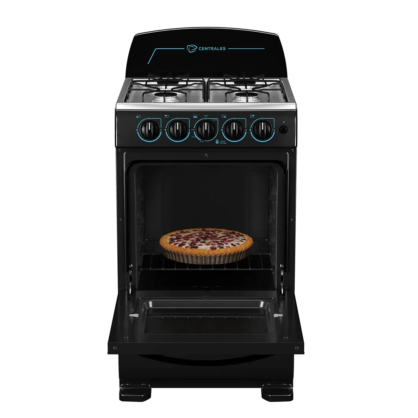 Estufa Centrales 52 cm (20") Negra con Horno